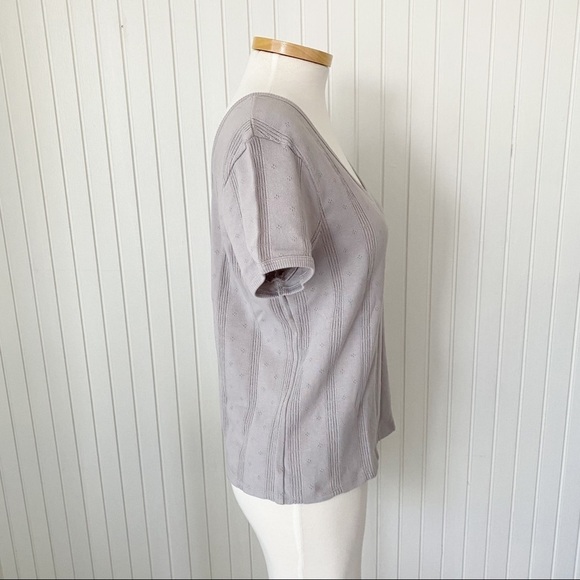 NWT Madewell Gray (Grey) Eyelet Short Sleeve Top Size Medium - Picture 4 of 12